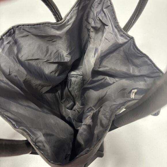 NEIMAN MARCUS Tote Bag Dark Gray Faux Pebbled Vegan Leather Shoulder Purse Large - Picture 5 of 12